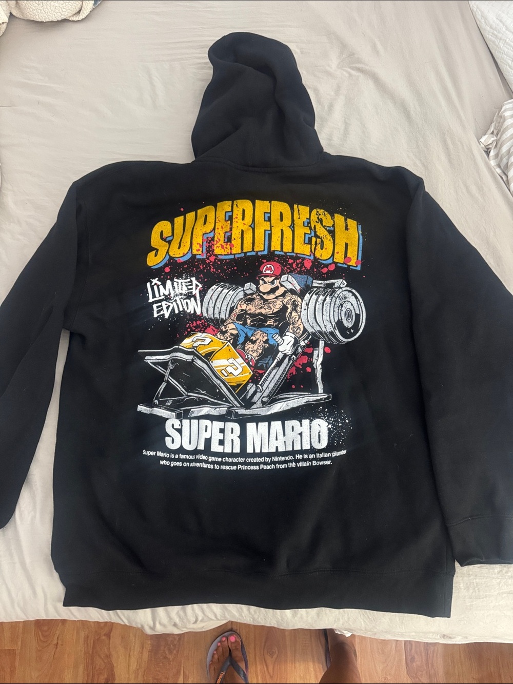 Superfresh Black Super Mario Graphic Pullover Hoodie XXL